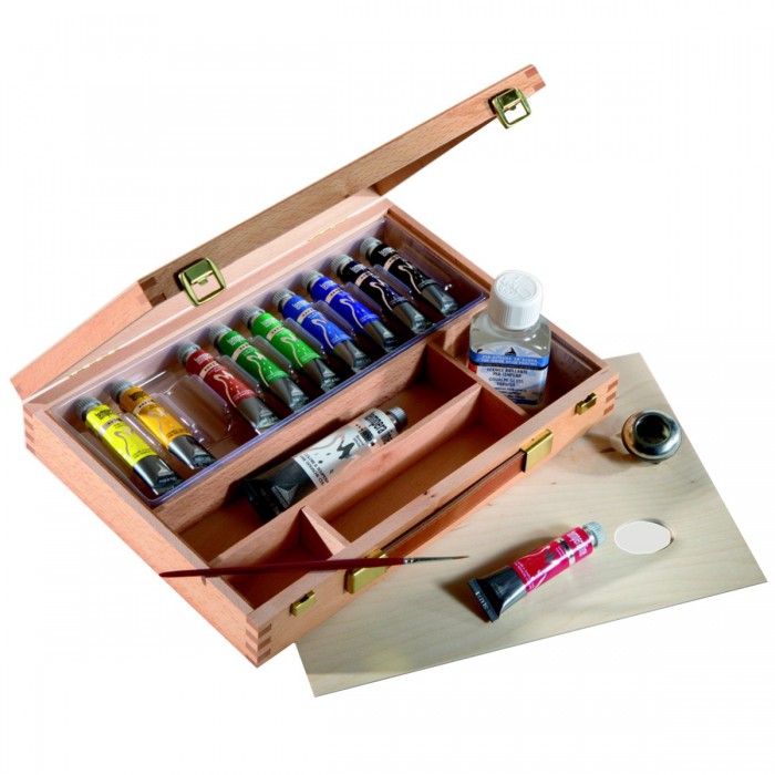 Maimeri Tempera – Cassetta in Legno di Faggio con Tempera Fine ed Accessori
