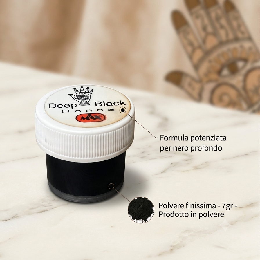 Henné Deep Black 7g – Polvere per Tatuaggi Temporanei e Body Art