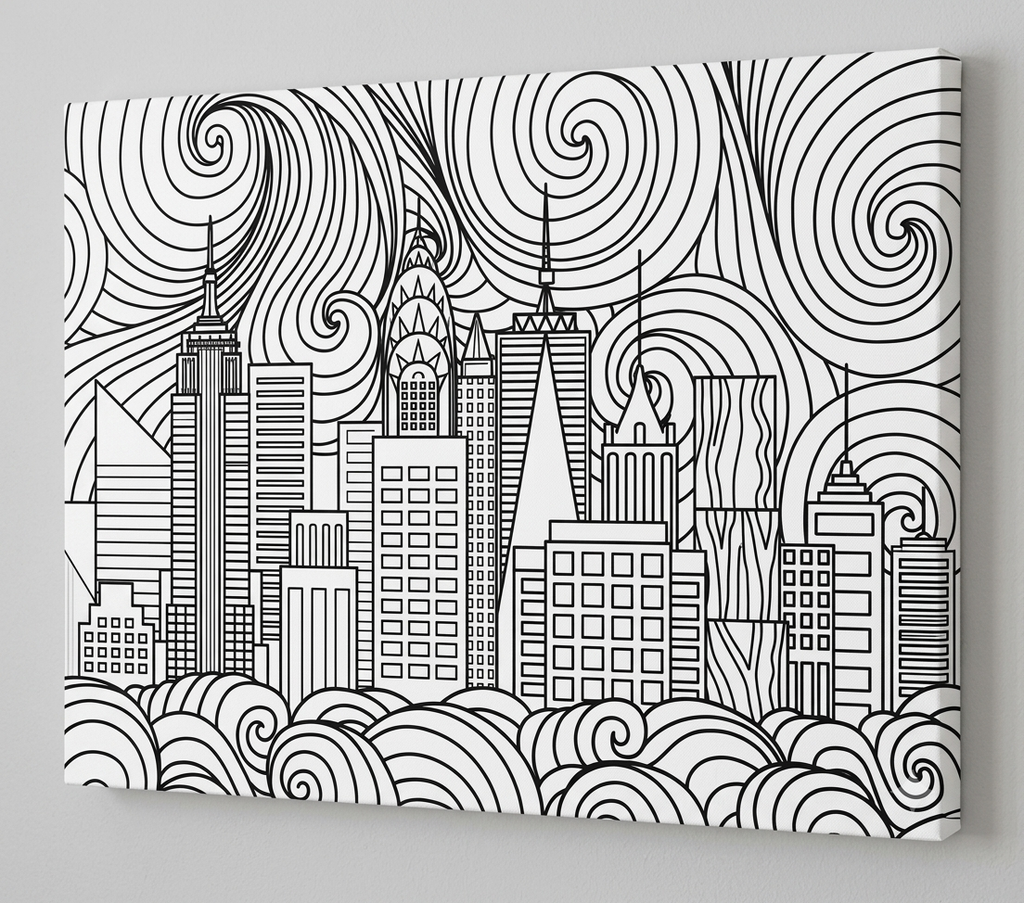 Tela Stampata Da Colorare 40x50 - Città