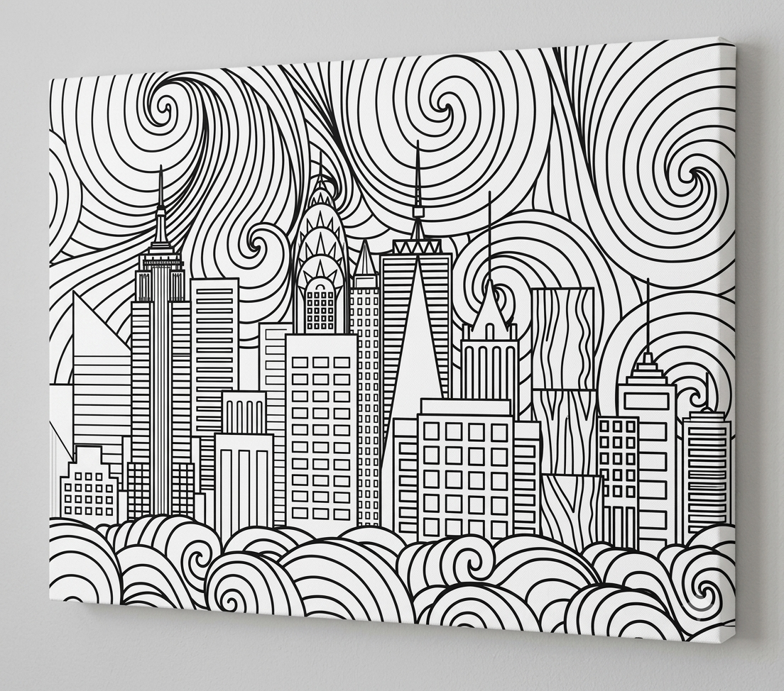 Tela Stampata Da Colorare 40x50 - Città