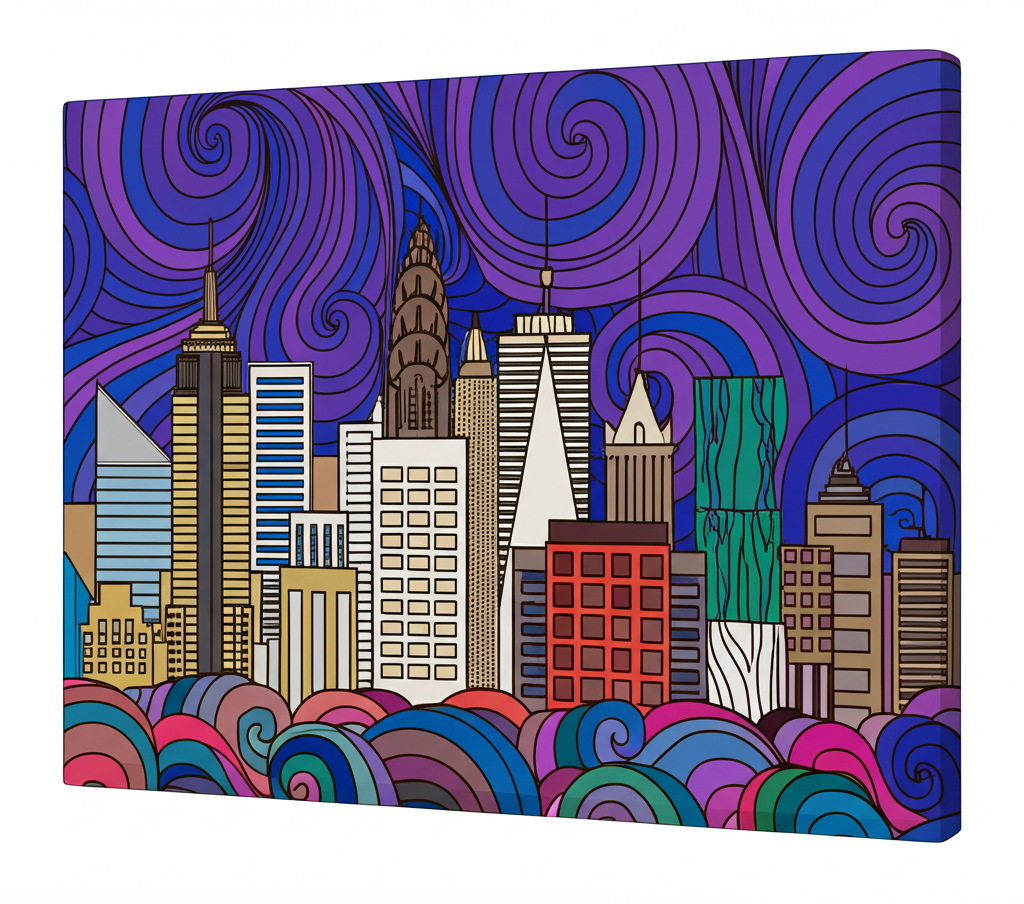 Tela Stampata Da Colorare 40x50 - Città