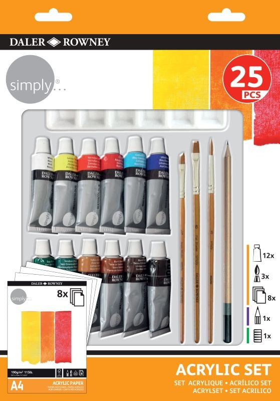 Set Acrilico Daler Rowney Simply da 25pz