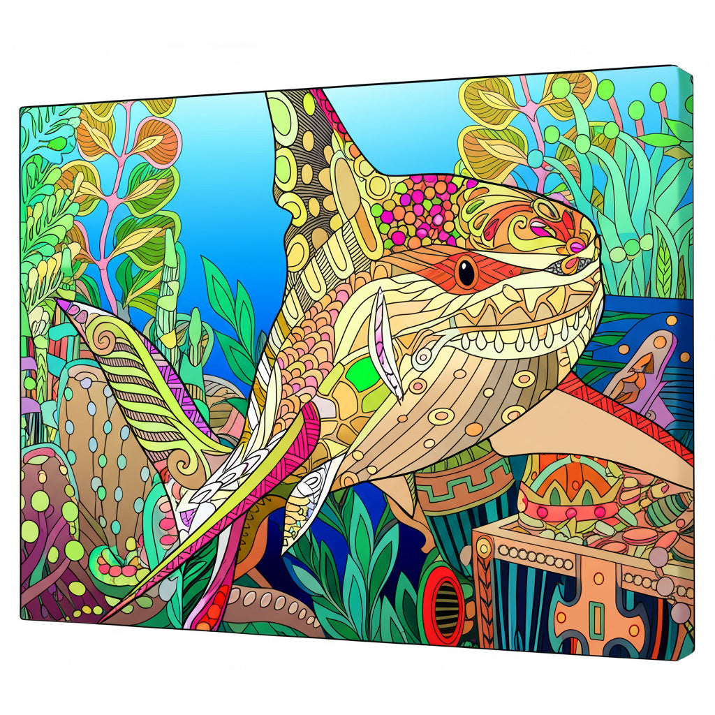 Tela Stampata Da Colorare 40x50 - Squalo