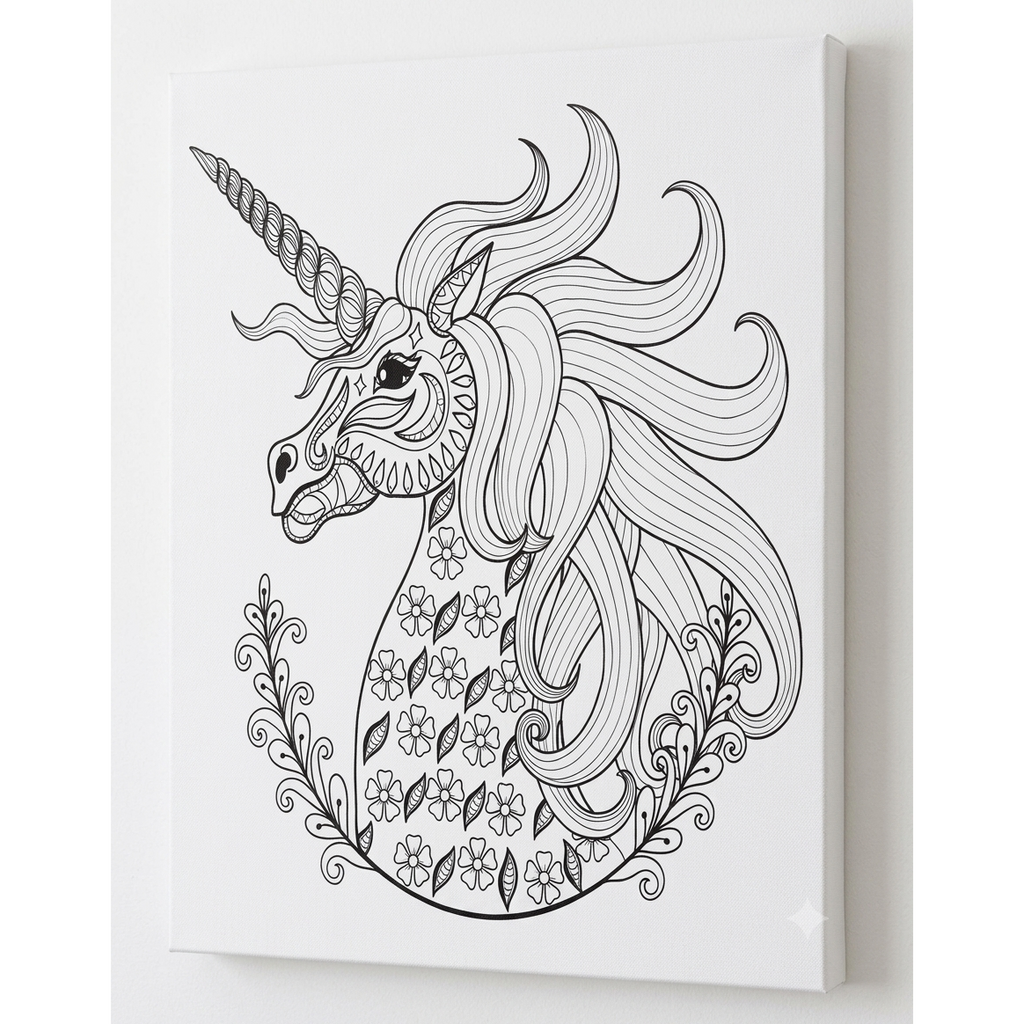 Tela Stampata Da Colorare 40x50 - Unicorno