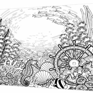 Tela Stampata Da Colorare 40x50 - Fondo Marino